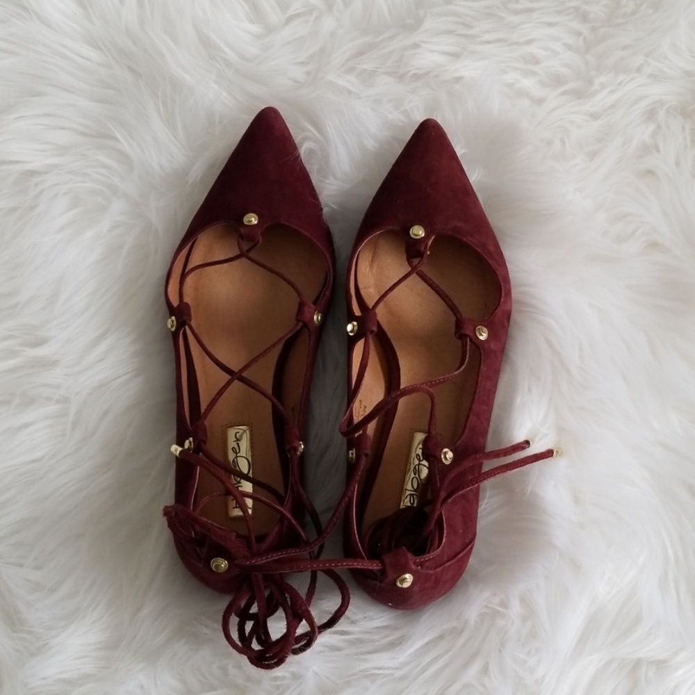 Halogen Lace Up Flats - Burgundy